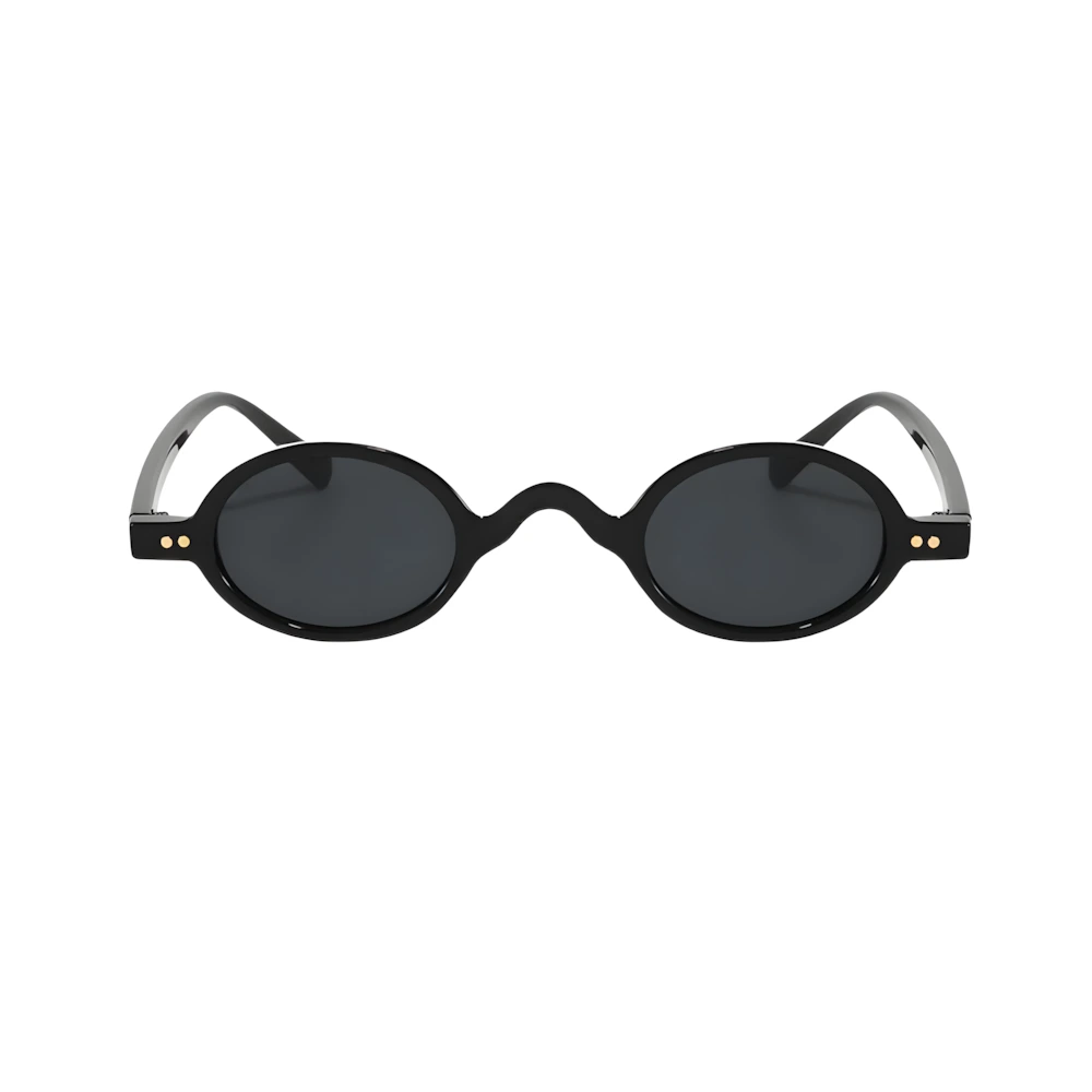 Small rectangular acetate sunglasses with black frame and black polarized lenses, front view — HARO Beaulieu Kérylos