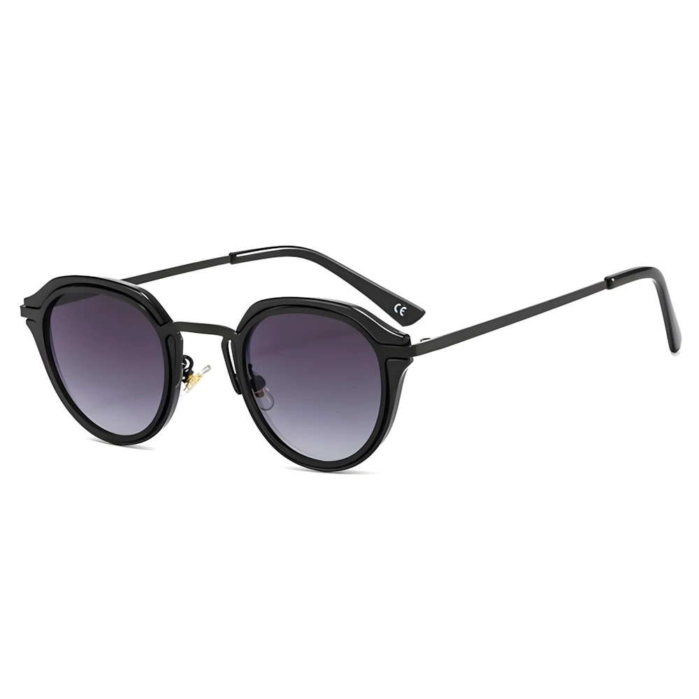 Compact acetate sunglasses with black frame and purple gradient lenses, front view — HARO Cassis Calanques