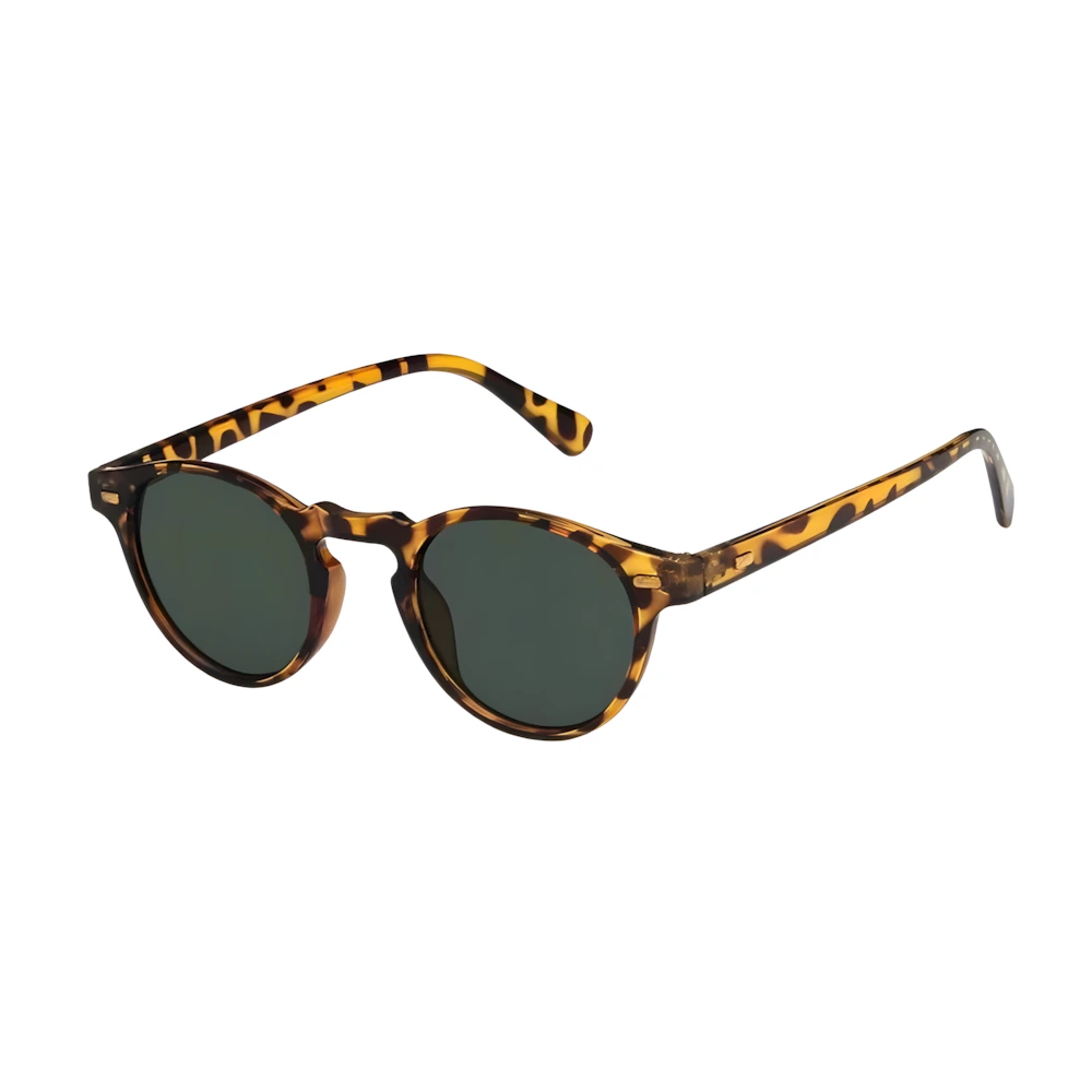 Round acetate sunglasses with tortoise frame and black lenses, side angle — HARO Côte d'Azur Èze