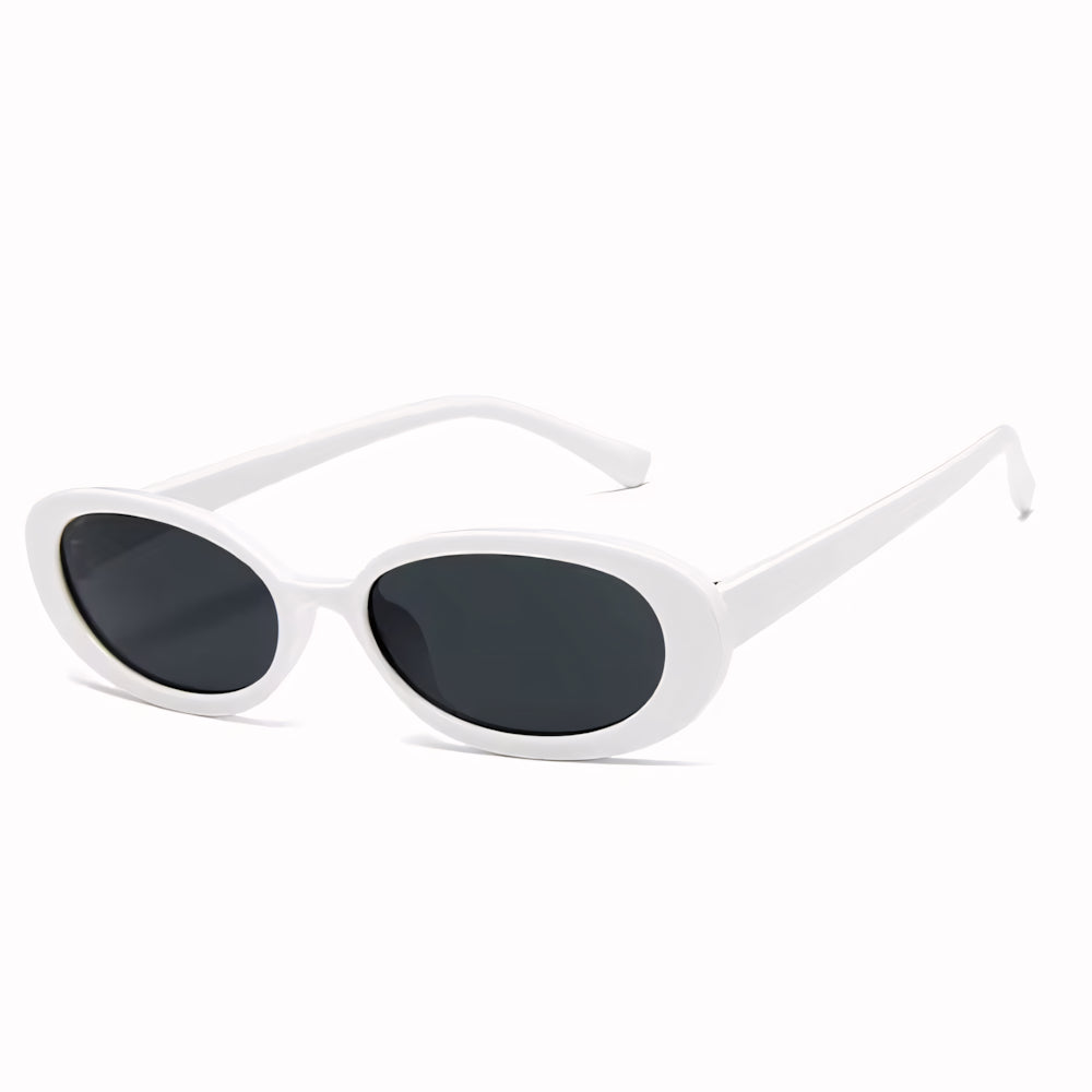 Cat-eye acetate sunglasses with champagne frame and brown lenses, side angle — HARO Forte dei Marmi