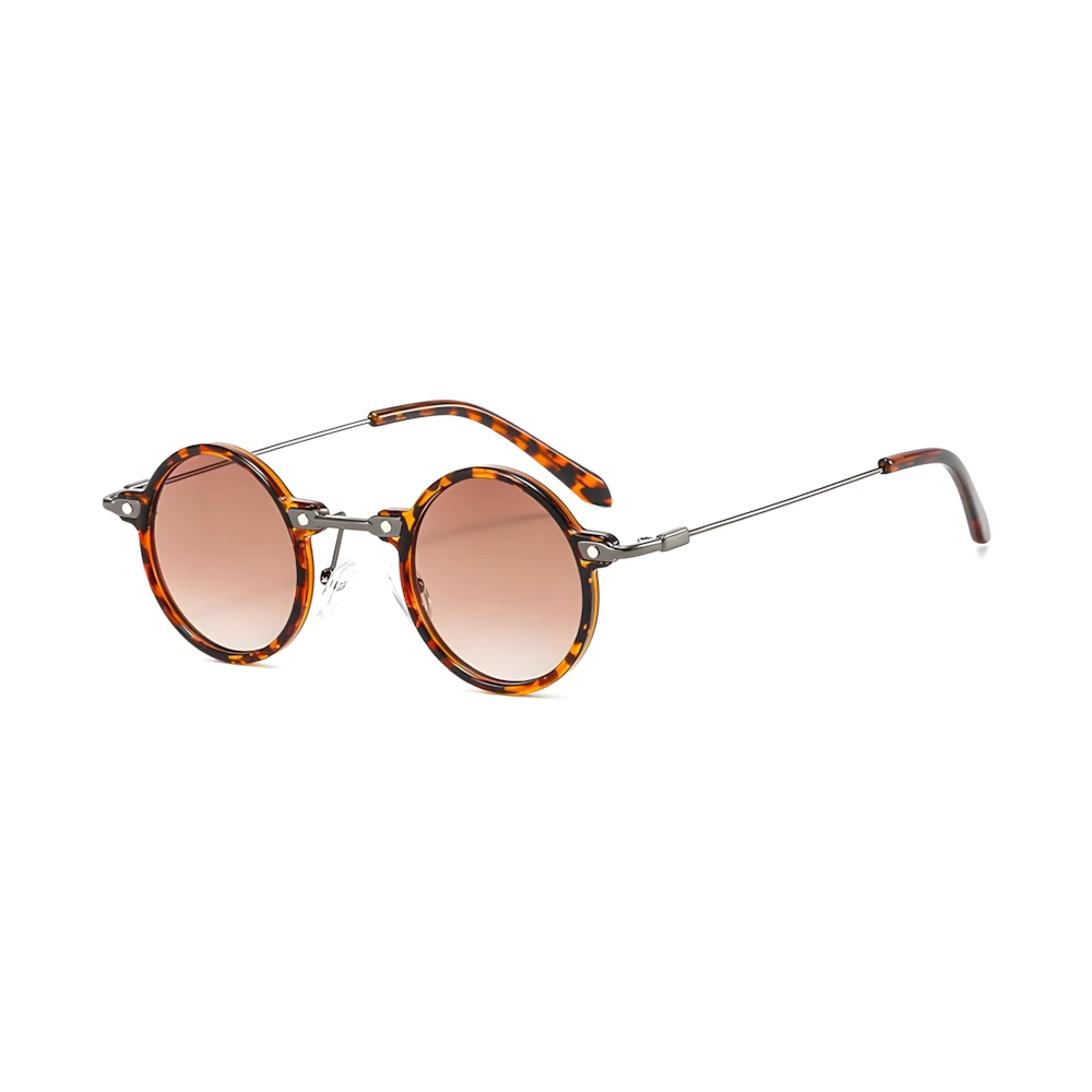 Round sunglasses with tortoise frame and brown lenses, side angle — HARO Sanremo 1947