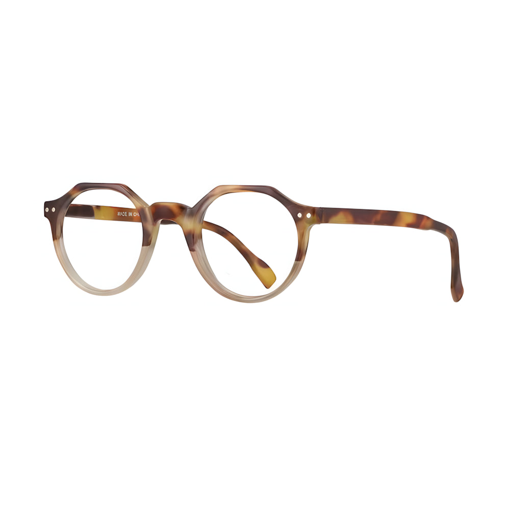 Round blue-light glasses with tortoise frame and gradient lenses, side angle — HARO Sils Maria