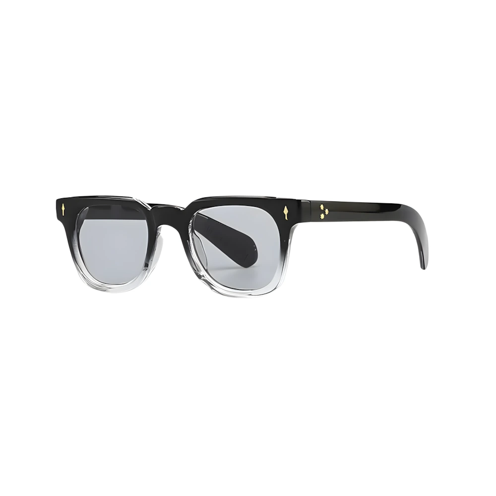 Wayfarer acetate sunglasses with white frame and black lenses, side angle — HARO Taormina 1955