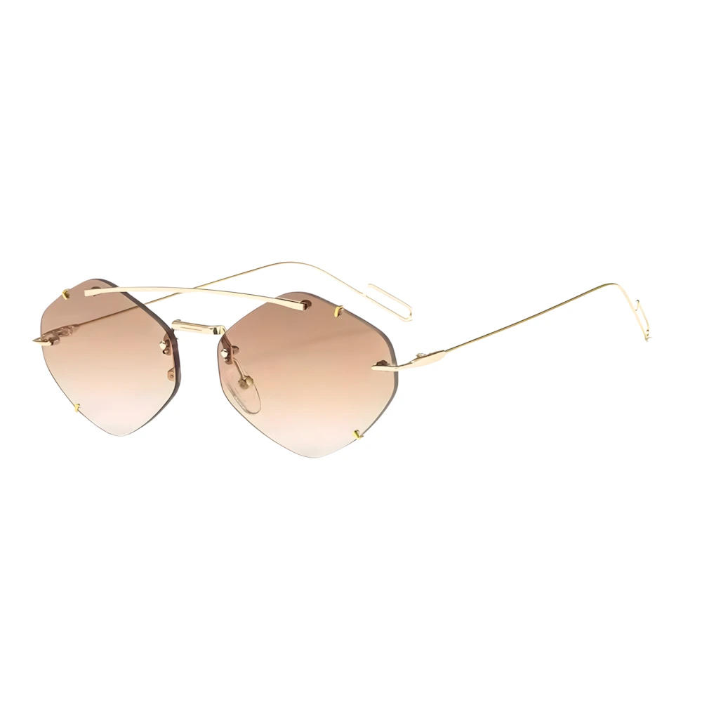 Round sunglasses with gold frame and brown lenses, side angle — HARO Cap d'Antibes