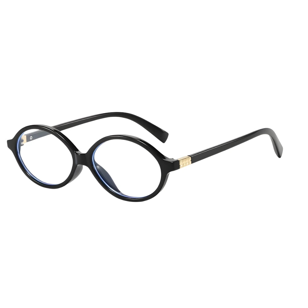 Blue-light glasses with white/black frame, side angle — HARO Davos 1924