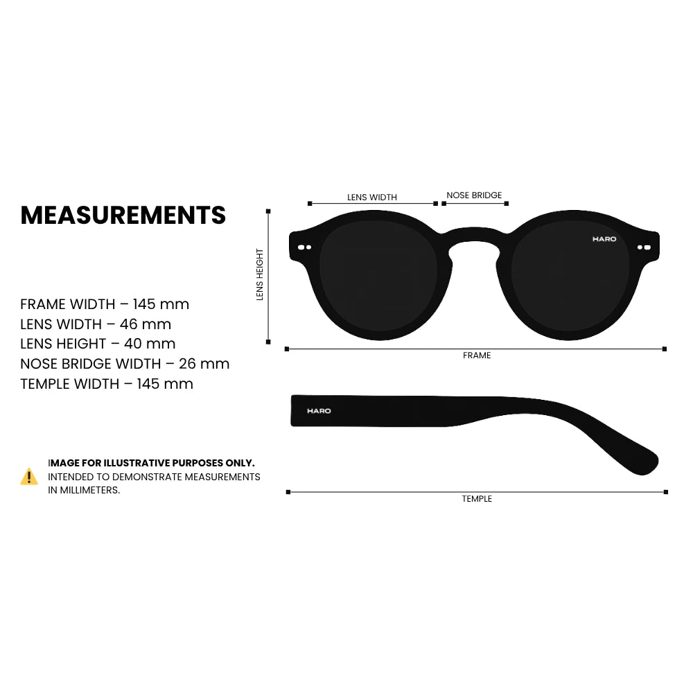 Rectangular acetate sunglasses measurements: frame width 145mm, lens width 46mm, lens height 40mm, nose bridge 26mm, temple length 145mm — HARO Dolcevita Portofino