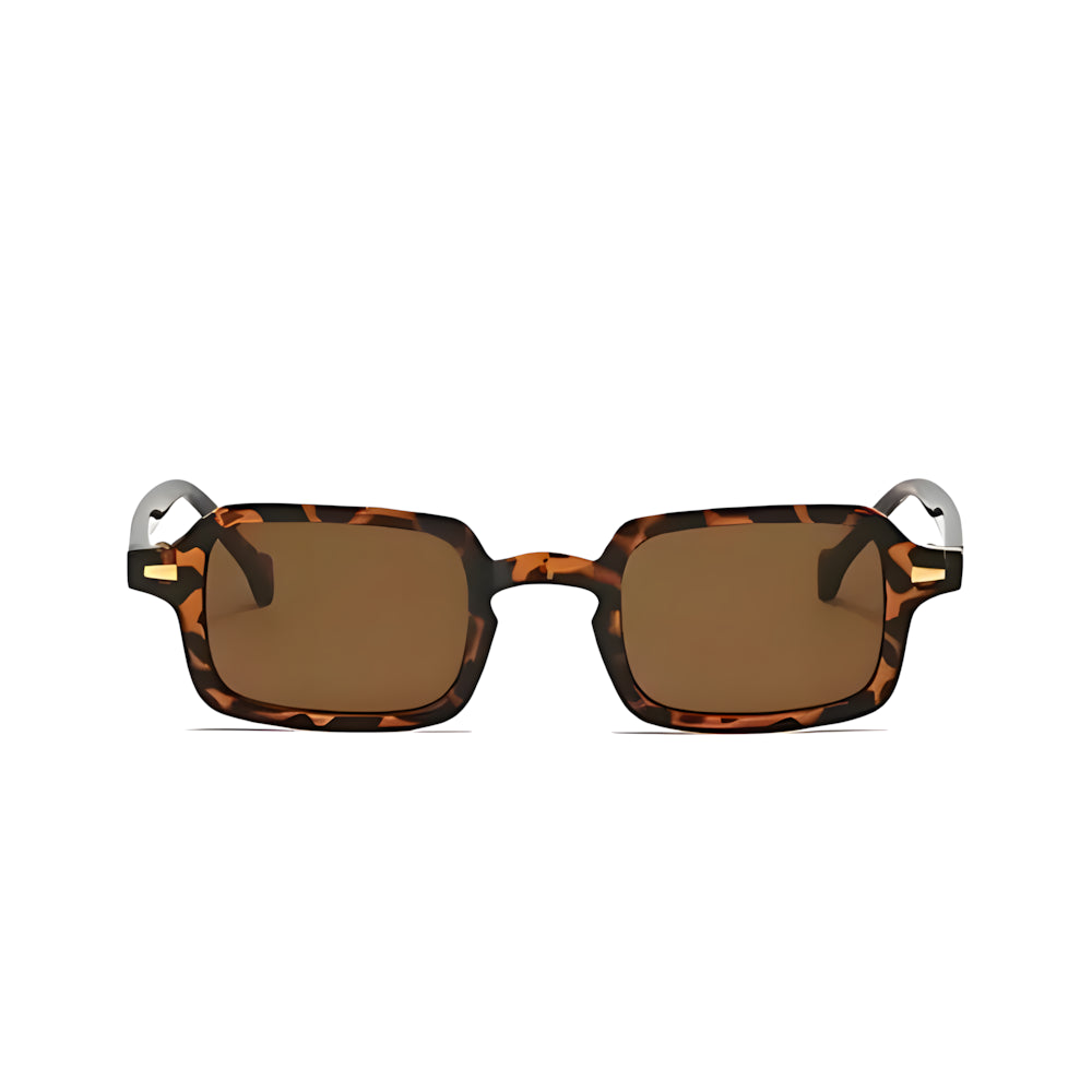 Rectangular acetate sunglasses with tortoise frame and brown polarized lenses, front view — HARO Dolcevita Portofino