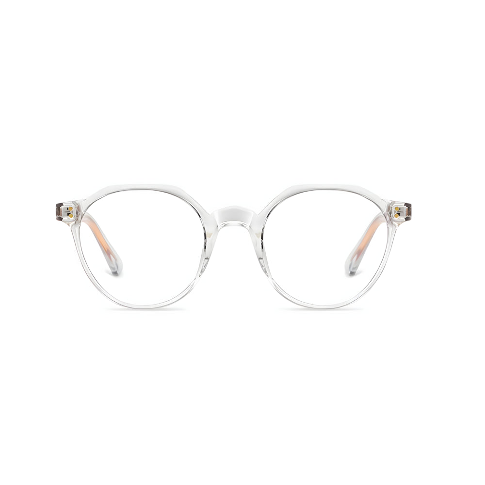 Narrow blue-light glasses with crystal acetate frame, front view — HARO St. Moritz '19